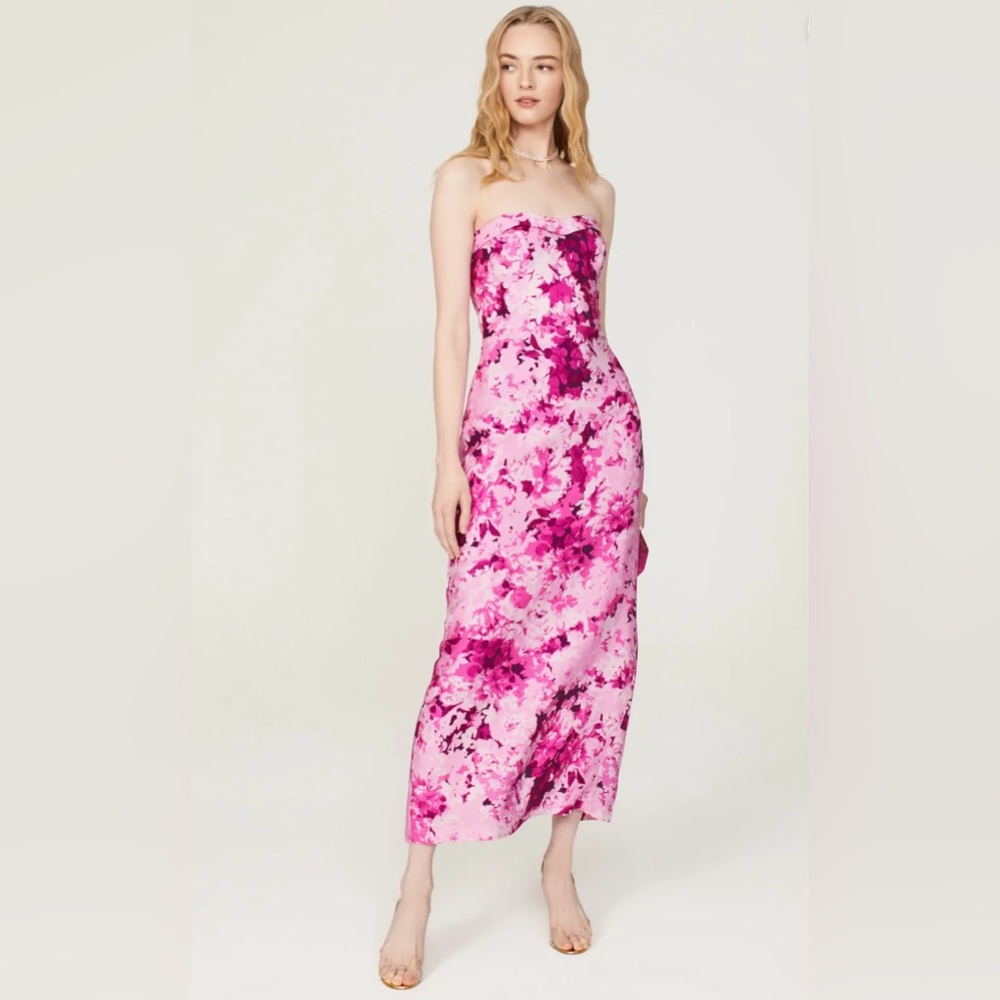 Monique Lhuillier Pink Strapless Dress